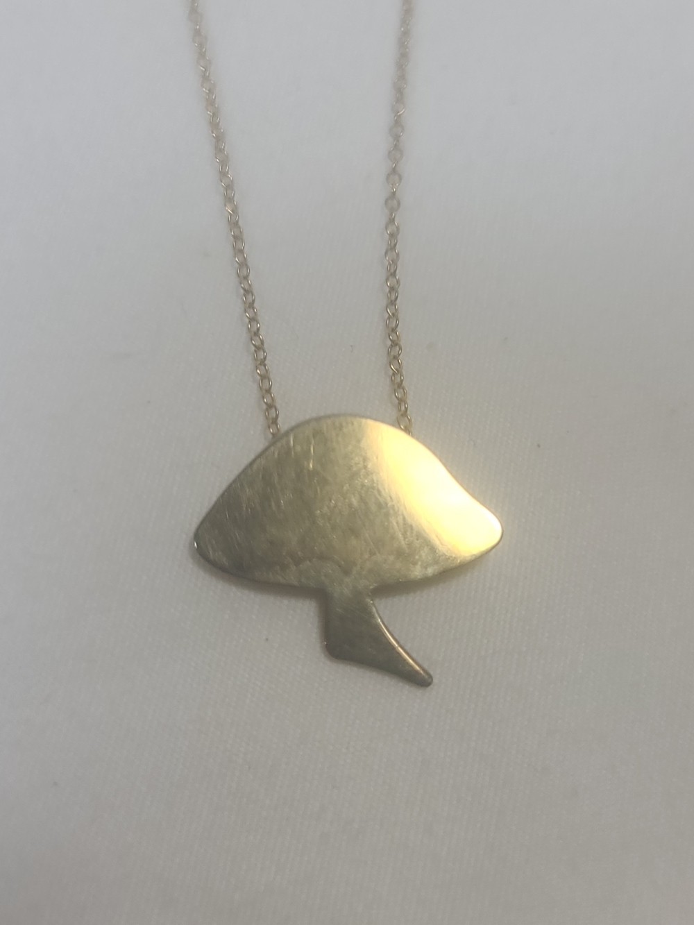 Vintage Mushroom Sterling Gold Plated Pendant & 12K Gold Filled Chain Necklace